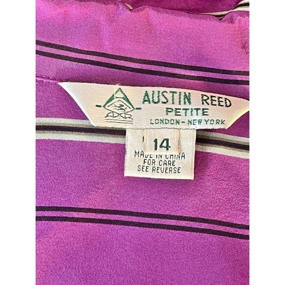 Austin Reed Womens size 14 Petite Shirt Silk Purple Striped Long Sleeve 1990s - Picture 9 of 12